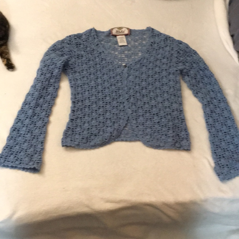 Crochet cardigan. Bell sleeves, size Medium
